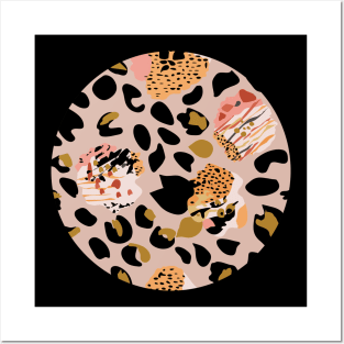 Modern abstract rose and leopard texture beige Posters and Art